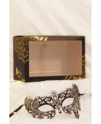 Masque vénitien Bianca rigide doré avec strass 